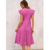 imageANRABESS Womens 2025 Summer Midi Dress Hollow Out Eyelet Ruffle Sleeve V Neck Casual Flowy Tiered Beach Vacation SundressHot Pink
