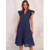 imageANRABESS Womens 2025 Summer Midi Dress Hollow Out Eyelet Ruffle Sleeve V Neck Casual Flowy Tiered Beach Vacation SundressNavy Blue