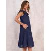 imageANRABESS Womens 2025 Summer Midi Dress Hollow Out Eyelet Ruffle Sleeve V Neck Casual Flowy Tiered Beach Vacation SundressNavy Blue