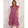 imageANRABESS Womens 2025 Summer Midi Dress Hollow Out Eyelet Ruffle Sleeve V Neck Casual Flowy Tiered Beach Vacation SundressWine Red