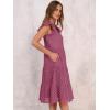 imageANRABESS Womens 2025 Summer Midi Dress Hollow Out Eyelet Ruffle Sleeve V Neck Casual Flowy Tiered Beach Vacation SundressWine Red