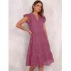 imageANRABESS Womens 2025 Summer Midi Dress Hollow Out Eyelet Ruffle Sleeve V Neck Casual Flowy Tiered Beach Vacation SundressWine Red