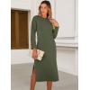 imageANRABESS Womens 34 Long Sleeve Striped Slit Midi T Shirt Dresses with Pockets 2025 Dressy Casual Fall Fashion Travel OutfitsArmy Green