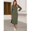 imageANRABESS Womens 34 Long Sleeve Striped Slit Midi T Shirt Dresses with Pockets 2025 Dressy Casual Fall Fashion Travel OutfitsArmy Green