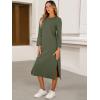 imageANRABESS Womens 34 Long Sleeve Striped Slit Midi T Shirt Dresses with Pockets 2025 Dressy Casual Fall Fashion Travel OutfitsArmy Green