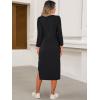 imageANRABESS Womens 34 Long Sleeve Striped Slit Midi T Shirt Dresses with Pockets 2025 Dressy Casual Fall Fashion Travel OutfitsBlack