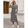 imageANRABESS Womens 34 Long Sleeve Striped Slit Midi T Shirt Dresses with Pockets 2025 Dressy Casual Fall Fashion Travel OutfitsBlack White Stripe