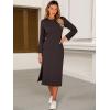 imageANRABESS Womens 34 Long Sleeve Striped Slit Midi T Shirt Dresses with Pockets 2025 Dressy Casual Fall Fashion Travel OutfitsCoffee