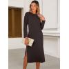imageANRABESS Womens 34 Long Sleeve Striped Slit Midi T Shirt Dresses with Pockets 2025 Dressy Casual Fall Fashion Travel OutfitsCoffee