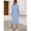 imageANRABESS Womens 34 Long Sleeve Striped Slit Midi T Shirt Dresses with Pockets 2025 Dressy Casual Fall Fashion Travel OutfitsFloral Blue