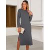 imageANRABESS Womens 34 Long Sleeve Striped Slit Midi T Shirt Dresses with Pockets 2025 Dressy Casual Fall Fashion Travel OutfitsGray