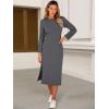 imageANRABESS Womens 34 Long Sleeve Striped Slit Midi T Shirt Dresses with Pockets 2025 Dressy Casual Fall Fashion Travel OutfitsGray