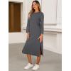 imageANRABESS Womens 34 Long Sleeve Striped Slit Midi T Shirt Dresses with Pockets 2025 Dressy Casual Fall Fashion Travel OutfitsGray