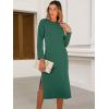 imageANRABESS Womens 34 Long Sleeve Striped Slit Midi T Shirt Dresses with Pockets 2025 Dressy Casual Fall Fashion Travel OutfitsGreen