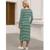 imageANRABESS Womens 34 Long Sleeve Striped Slit Midi T Shirt Dresses with Pockets 2025 Dressy Casual Fall Fashion Travel OutfitsGreen White Stripe