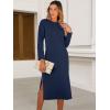imageANRABESS Womens 34 Long Sleeve Striped Slit Midi T Shirt Dresses with Pockets 2025 Dressy Casual Fall Fashion Travel OutfitsNavy Blue