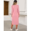 imageANRABESS Womens 34 Long Sleeve Striped Slit Midi T Shirt Dresses with Pockets 2025 Dressy Casual Fall Fashion Travel OutfitsPink