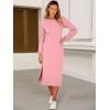 imageANRABESS Womens 34 Long Sleeve Striped Slit Midi T Shirt Dresses with Pockets 2025 Dressy Casual Fall Fashion Travel OutfitsPink