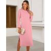 imageANRABESS Womens 34 Long Sleeve Striped Slit Midi T Shirt Dresses with Pockets 2025 Dressy Casual Fall Fashion Travel OutfitsPink