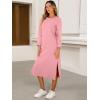 imageANRABESS Womens 34 Long Sleeve Striped Slit Midi T Shirt Dresses with Pockets 2025 Dressy Casual Fall Fashion Travel OutfitsPink