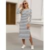 imageANRABESS Womens 34 Long Sleeve Striped Slit Midi T Shirt Dresses with Pockets 2025 Dressy Casual Fall Fashion Travel OutfitsWhite Black Stripe