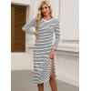 imageANRABESS Womens 34 Long Sleeve Striped Slit Midi T Shirt Dresses with Pockets 2025 Dressy Casual Fall Fashion Travel OutfitsWhite Black Stripe