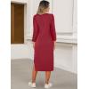 imageANRABESS Womens 34 Long Sleeve Striped Slit Midi T Shirt Dresses with Pockets 2025 Dressy Casual Fall Fashion Travel OutfitsWine Red