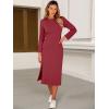 imageANRABESS Womens 34 Long Sleeve Striped Slit Midi T Shirt Dresses with Pockets 2025 Dressy Casual Fall Fashion Travel OutfitsWine Red