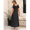 imageANRABESS Womens Boho Maxi Dresses 2025 Summer Casual Floral Puff Short Sleeve Tie Front Flowy Swing Tiered Long Beach DressBlack