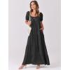 imageANRABESS Womens Boho Maxi Dresses 2025 Summer Casual Floral Puff Short Sleeve Tie Front Flowy Swing Tiered Long Beach DressBlack