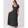 imageANRABESS Womens Boho Maxi Dresses 2025 Summer Casual Floral Puff Short Sleeve Tie Front Flowy Swing Tiered Long Beach DressBlack