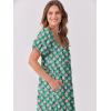 imageANRABESS Womens Boho Maxi Dresses 2025 Summer Casual Floral Puff Short Sleeve Tie Front Flowy Swing Tiered Long Beach DressGreen