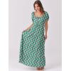 imageANRABESS Womens Boho Maxi Dresses 2025 Summer Casual Floral Puff Short Sleeve Tie Front Flowy Swing Tiered Long Beach DressGreen