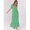 imageANRABESS Womens Boho Maxi Dresses 2025 Summer Casual Floral Puff Short Sleeve Tie Front Flowy Swing Tiered Long Beach DressLight Green