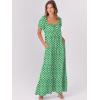 imageANRABESS Womens Boho Maxi Dresses 2025 Summer Casual Floral Puff Short Sleeve Tie Front Flowy Swing Tiered Long Beach DressLight Green