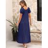 imageANRABESS Womens Boho Maxi Dresses 2025 Summer Casual Floral Puff Short Sleeve Tie Front Flowy Swing Tiered Long Beach DressNavy
