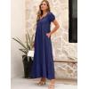 imageANRABESS Womens Boho Maxi Dresses 2025 Summer Casual Floral Puff Short Sleeve Tie Front Flowy Swing Tiered Long Beach DressNavy