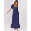 imageANRABESS Womens Boho Maxi Dresses 2025 Summer Casual Floral Puff Short Sleeve Tie Front Flowy Swing Tiered Long Beach DressNavy
