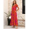 imageANRABESS Womens Boho Maxi Dresses 2025 Summer Casual Floral Puff Short Sleeve Tie Front Flowy Swing Tiered Long Beach DressOrange Rose Floral