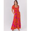 imageANRABESS Womens Boho Maxi Dresses 2025 Summer Casual Floral Puff Short Sleeve Tie Front Flowy Swing Tiered Long Beach DressOrange Rose Floral