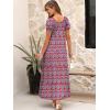 imageANRABESS Womens Boho Maxi Dresses 2025 Summer Casual Floral Puff Short Sleeve Tie Front Flowy Swing Tiered Long Beach DressRed Blue