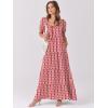 imageANRABESS Womens Boho Maxi Dresses 2025 Summer Casual Floral Puff Short Sleeve Tie Front Flowy Swing Tiered Long Beach DressRed Floral