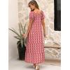 imageANRABESS Womens Boho Maxi Dresses 2025 Summer Casual Floral Puff Short Sleeve Tie Front Flowy Swing Tiered Long Beach DressRed Floral