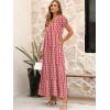 imageANRABESS Womens Boho Maxi Dresses 2025 Summer Casual Floral Puff Short Sleeve Tie Front Flowy Swing Tiered Long Beach DressRed Floral