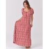 imageANRABESS Womens Boho Maxi Dresses 2025 Summer Casual Floral Puff Short Sleeve Tie Front Flowy Swing Tiered Long Beach DressRed Floral