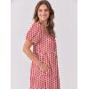 imageANRABESS Womens Boho Maxi Dresses 2025 Summer Casual Floral Puff Short Sleeve Tie Front Flowy Swing Tiered Long Beach DressRed Floral