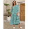 imageANRABESS Womens Boho Maxi Dresses 2025 Summer Casual V Neck Puff Sleeve Floral Tiered Flowy Swing Beach Vacation Long DressFloral Green