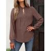 imageANRABESS Womens Button Down Shirts Long Sleeve Pleated Flowy Blouses Work Business Casual Dressy Tops 2025 Fall OutfitsBrown