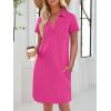 imageANRABESS Womens Casual Summer T Shirt Dress Short Sleeve V Neck Mini Shift Dresses 2025 Fashion Vacation Travel OutfitHot Pink