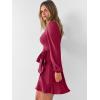imageANRABESS Womens Dress Long Sleeve Square Neck Tie Waist Ruffle Hem Short Cocktail Wedding Guest Fall Party Club Mini DressesDark Red